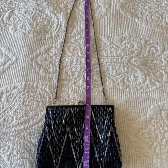 Elegant Black Clutch Bag with chain - embellished bead detail, beautiful! - Picture 5 of 6